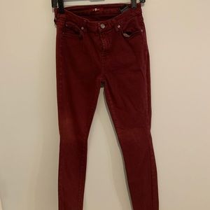 7 for all mankind burgundy suede skinny jeans